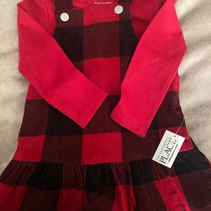 Red and black 2 pc plaid girls